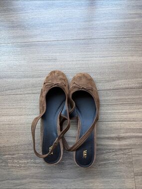 ZARA Brown Suede Bow-Front Slingback